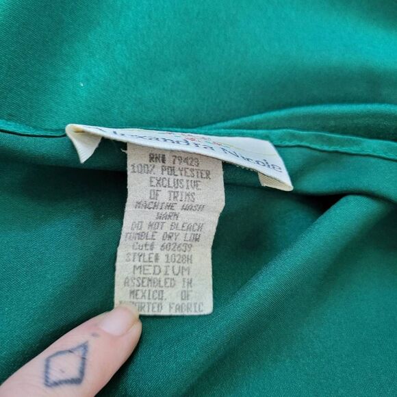 Vintage Alexandra Nicole emerald green slip dress lingerie coquette lace romanti - Picture 8 of 11